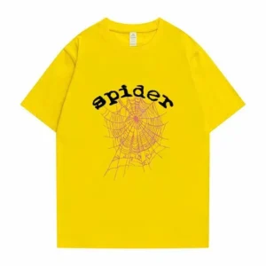 Sp5der Logo Print Yellow T Shirt